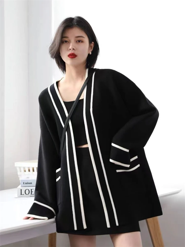 Winter Women Sweater Knitted Cardigan Oversize Girls Sweater Woman Cashmere Pullover Tops Long Sleeve Maxi Vintage Y2k Thick