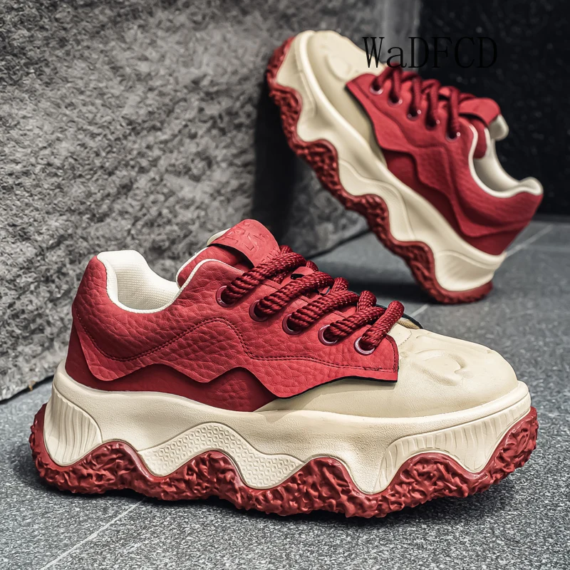 

Массивные кроссовки, мужские оригинальные дизайнерские туфли в стиле ретро, модная повседневная кожаная спортивная обувь на плоской платформе с увеличенным верхом