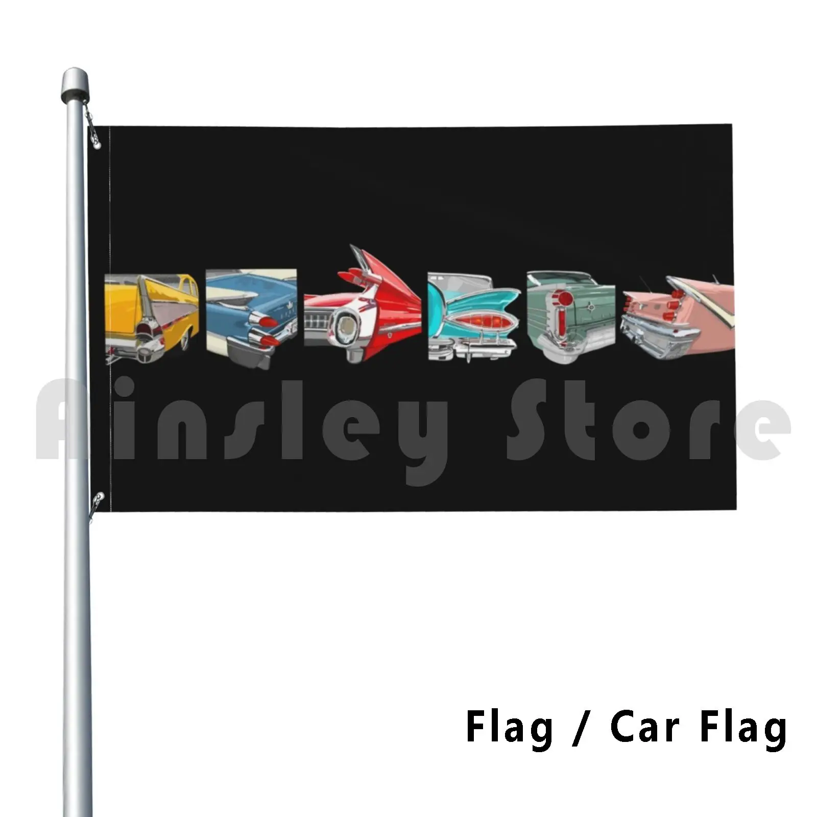 Car Show Flag Car Flag Funny Vintage Cars Car Show Car Collection Cars With Fins Desoto 57 Chevy Caddy