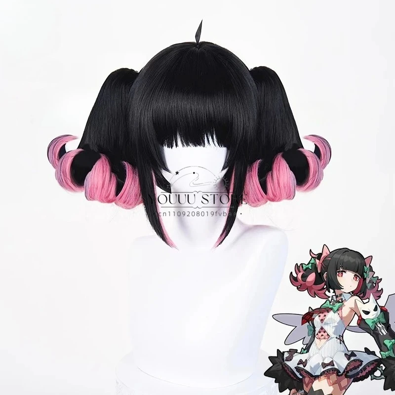 Nangong Yu Cosplay Wig Zenless Zone Zero Angels of Delusion Black Pink Hair Fiber Hair + Wig Cap Halloween Cos Girls Women