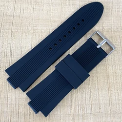 24mm x 11mm Silicone Rubber Watchband for Oris Aquis Watch Band Convex Strap Stainless Steel Pin Buckle Clasp Wrist Bracelet