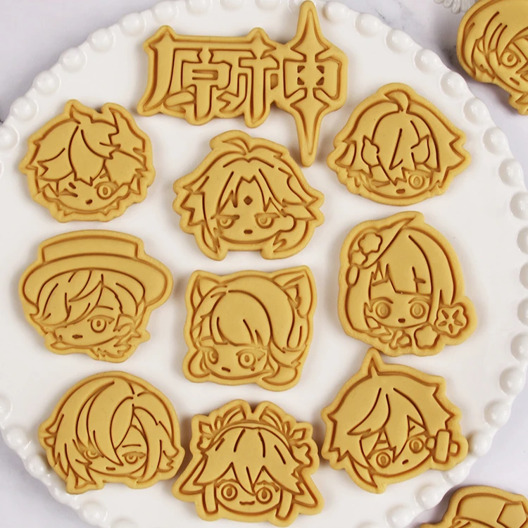 

Anime Genshin Impact Lyney Xiao Kaedehara Kazuha Yae Miko Hu Tao Arlecchino Lynette Cosplay Cartoon Cookie Cutter Biscuit Mould