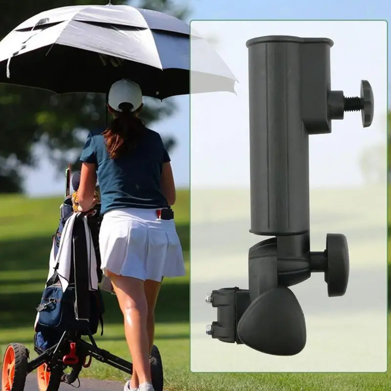 Universal Golf Push Cart Umbrella Holder, Adjustable Golf Trolley Umbrella Clip Mounting Bracket for Stroller Wheelchair