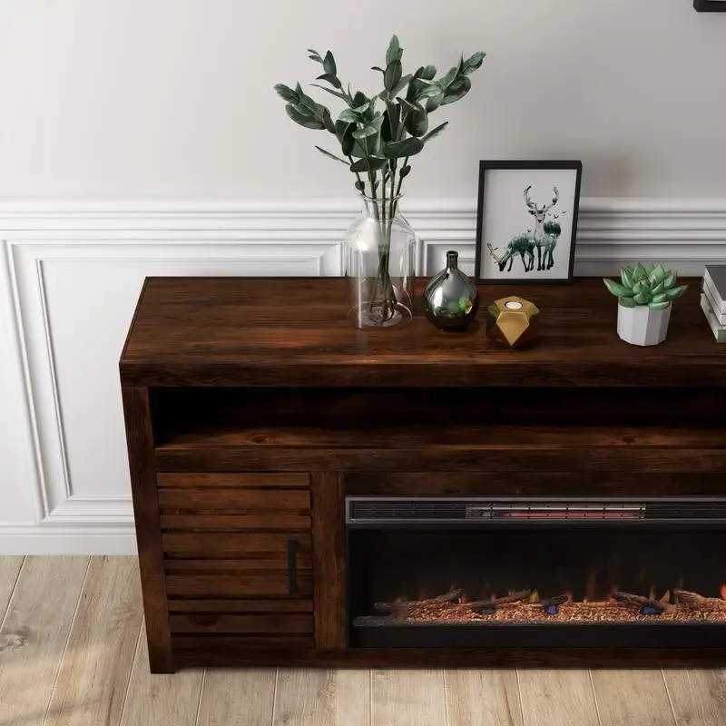 وحدة تحكم بحامل تلفزيون مدفأة كهربائية مقاس 78 بوصة لأجهزة التلفاز حتى 95 بوصة، تجميع بسيط، لمسة نهائية ويسكي، تصميم حديث مع #6