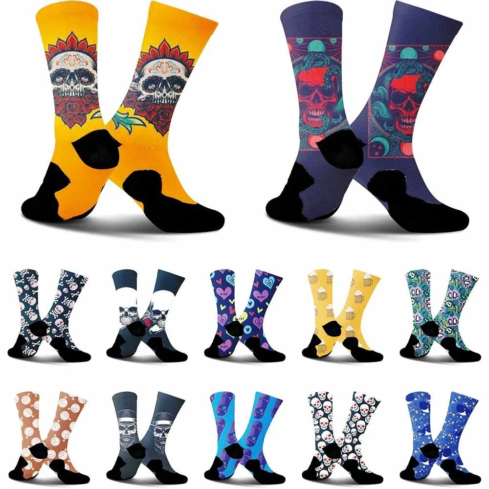 

2025 Новые спортивные велосипедные носки с креативным желтым пивным узором, унисекс, легкие, дышащие, прочные, впитывающие влагу