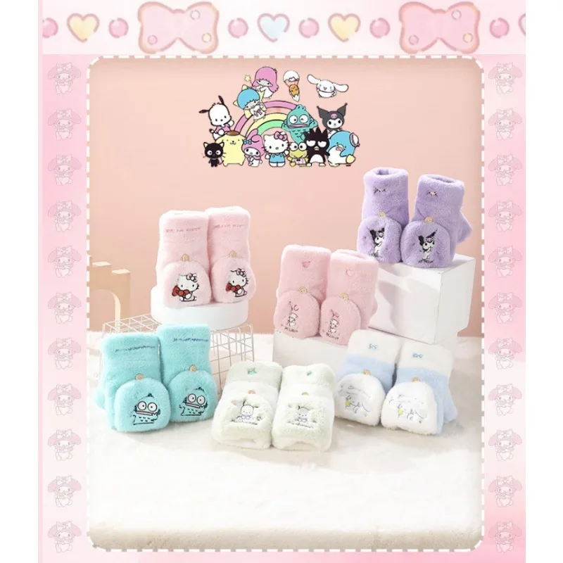 

Sanrio Hello Kitty Melody Plush Gloves Winter Warm Soft Flip Flap for Women Warm and comfortable, exquisite gift for friends