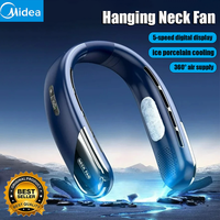 Midea Portable Neck Fan 10000mAh Mini Bladeless Silent Neckband Fan USB Rechargeable LED Digital Display 5th Gear Air Cooler
