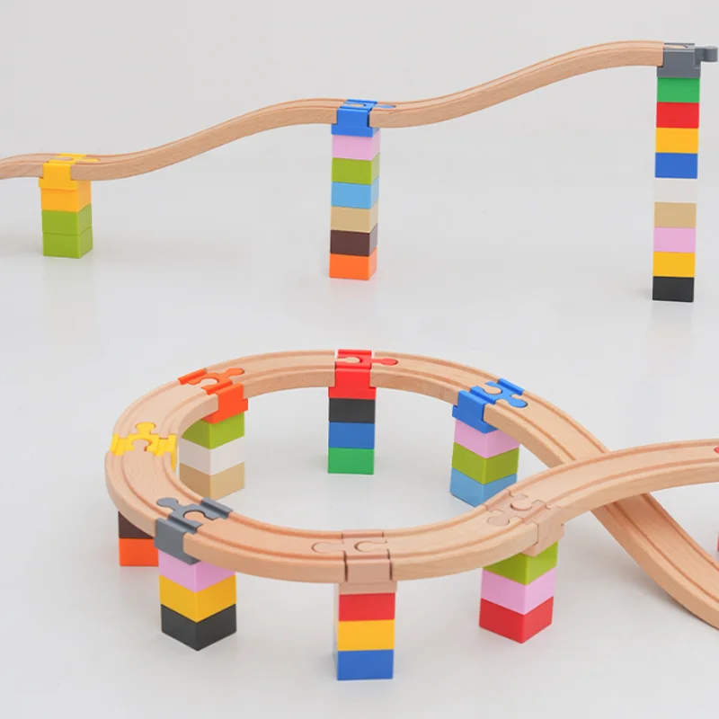 5/10pcs Universal Wooden Tracks Connectors Accessories Big Size Blocks Connection Adapters fit for Brand Train Tracks