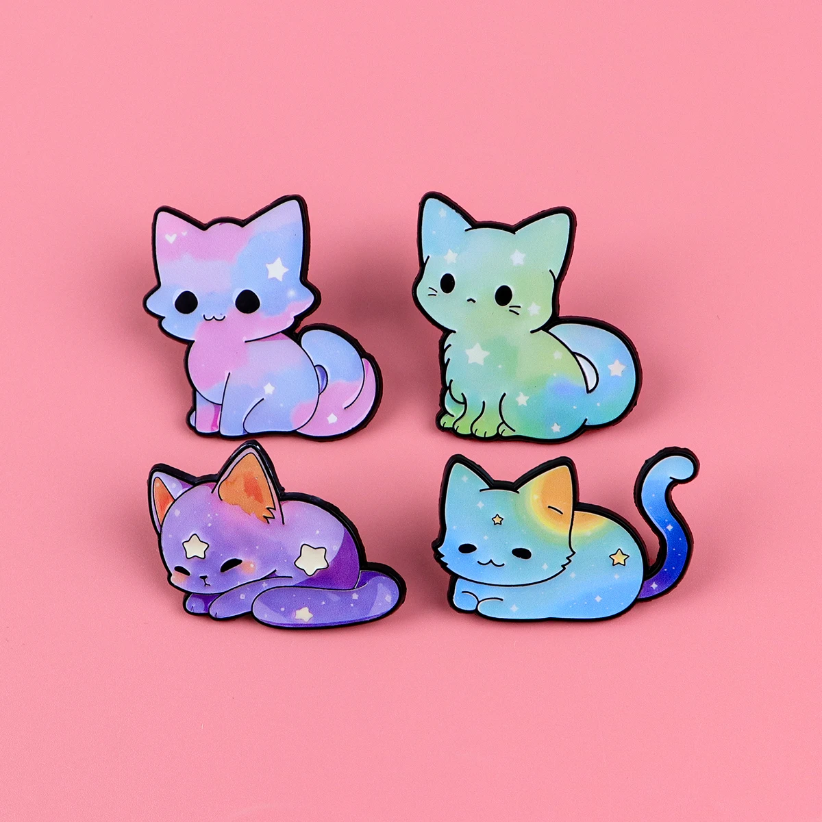 لطيف ملون القط المينا دبابيس شارات الحيوانات التلبيب دبابيس للملابس حقائب الظهر الأزياء والمجوهرات والاكسسوارات هدية #2