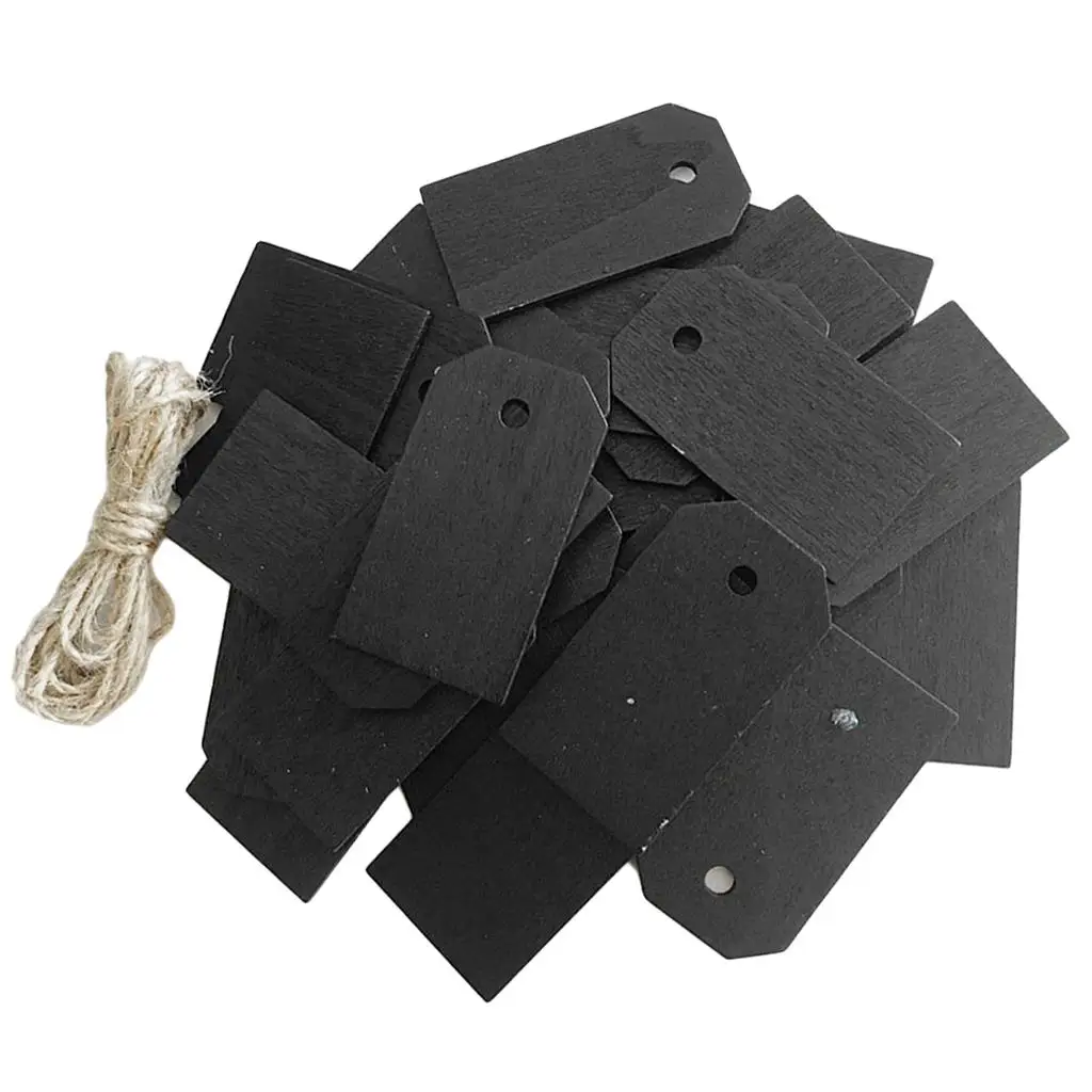 

3-6pack 25 Pieces Blank Wood Wooden Gift Tags Blackboard Chalkboard Message