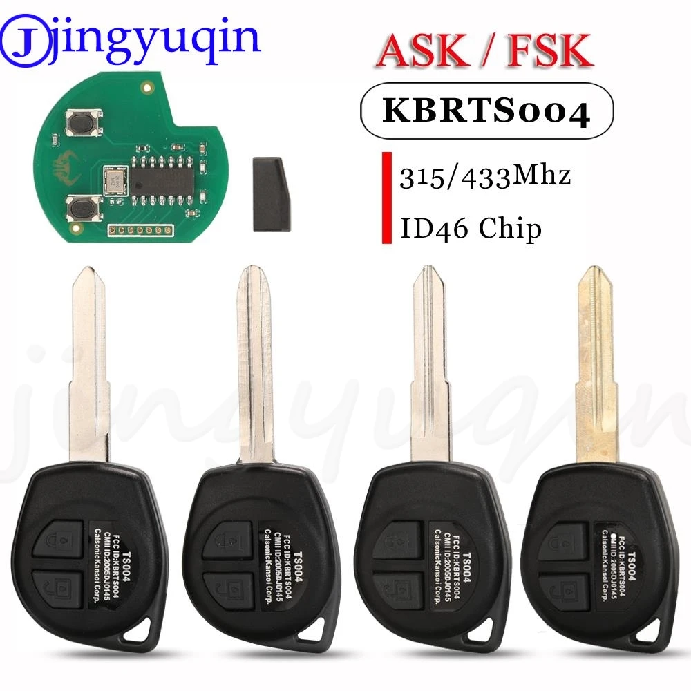 jingyuqin ASK/FSK KBRTS004 2Buttons Car Remote Key 315Mhz/ 433Mhz ID46 Chip For Suzuki Swift Sx4 Alto Vitara Ignis Jimny Splash