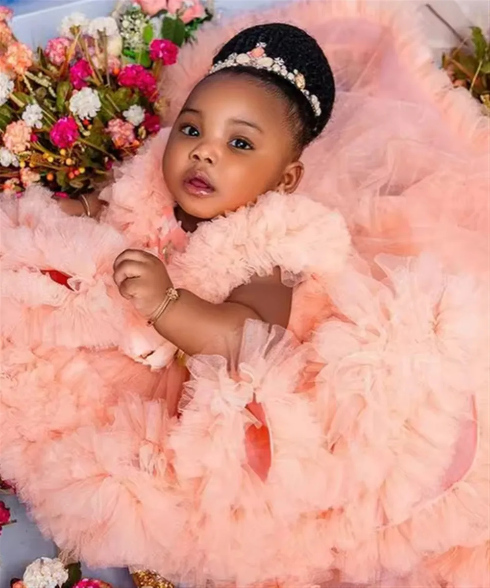 

Customized Flower Girl Dress for Wedding Appliques Sleeveless Tiered Ruffles Princess Little Girls Birthday Party Prom Gowns