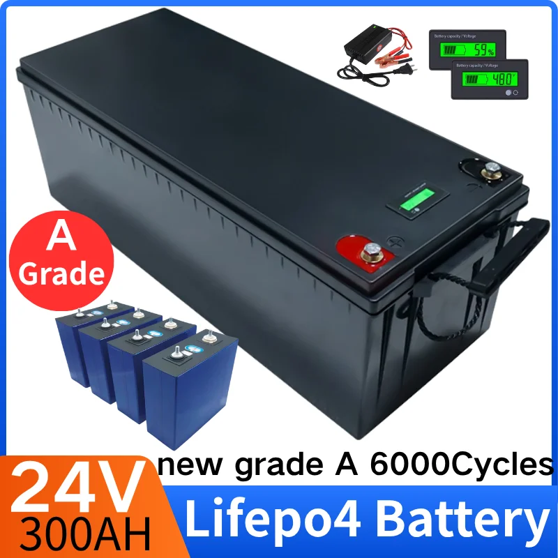

Batterie Rechargeable au Lithium fer Phosphate LiFePO4, 24V, 300ah, BMS intégré pour Camping en plein air, voiturette de Golf, s