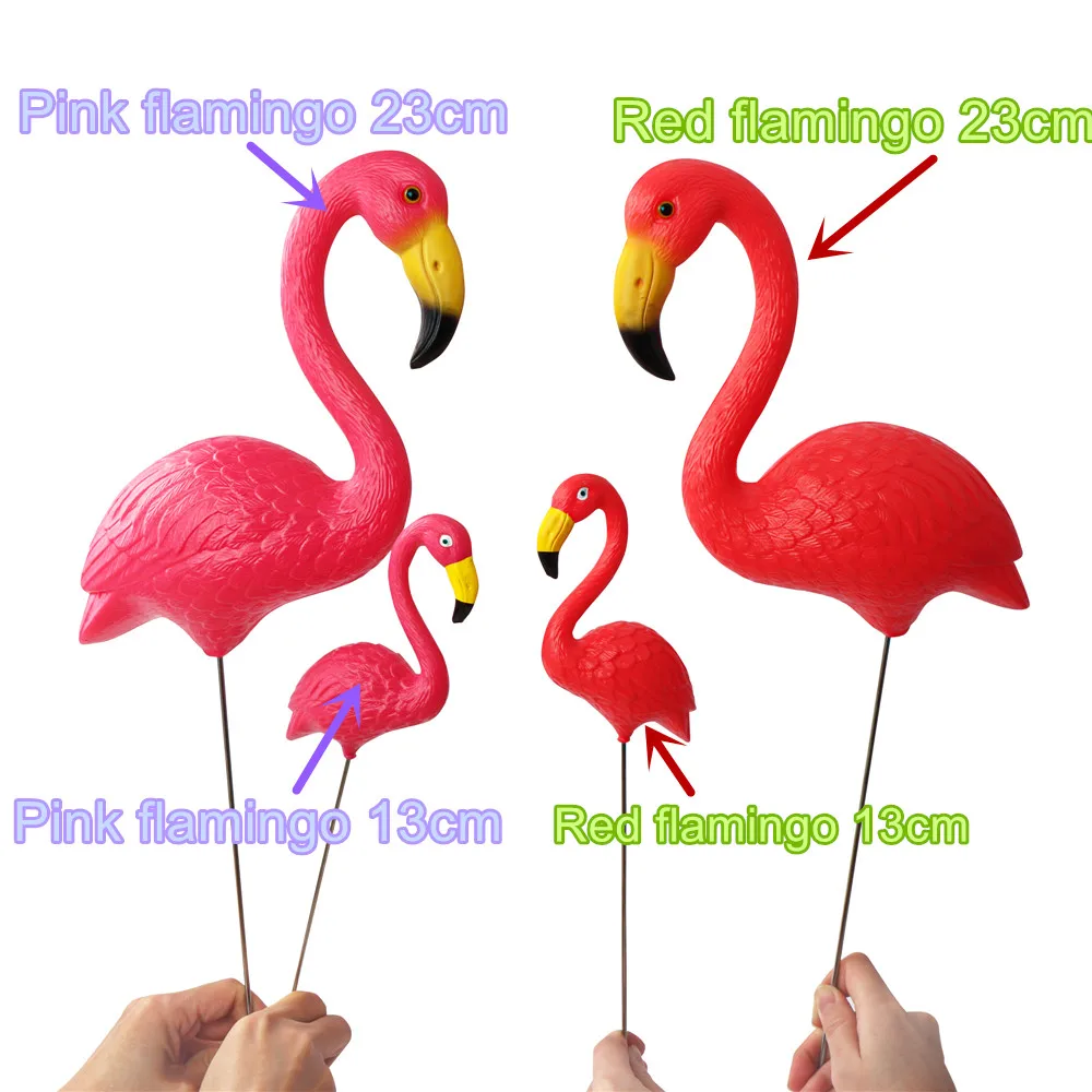 2pcs Flamingo Garden Stake Lawn Yard Ornament Flamingo Garden Statue Red Flamingo Garden Yard Decor For Sidewalks Tropical Party