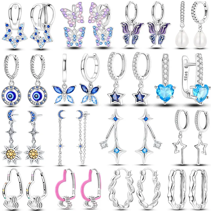Pendientes de aro 2024 auténticos 100% Plata de Ley 925 pendientes de mariposa para mujer que hacen joyería para mujeres como regalos de fiesta de boda