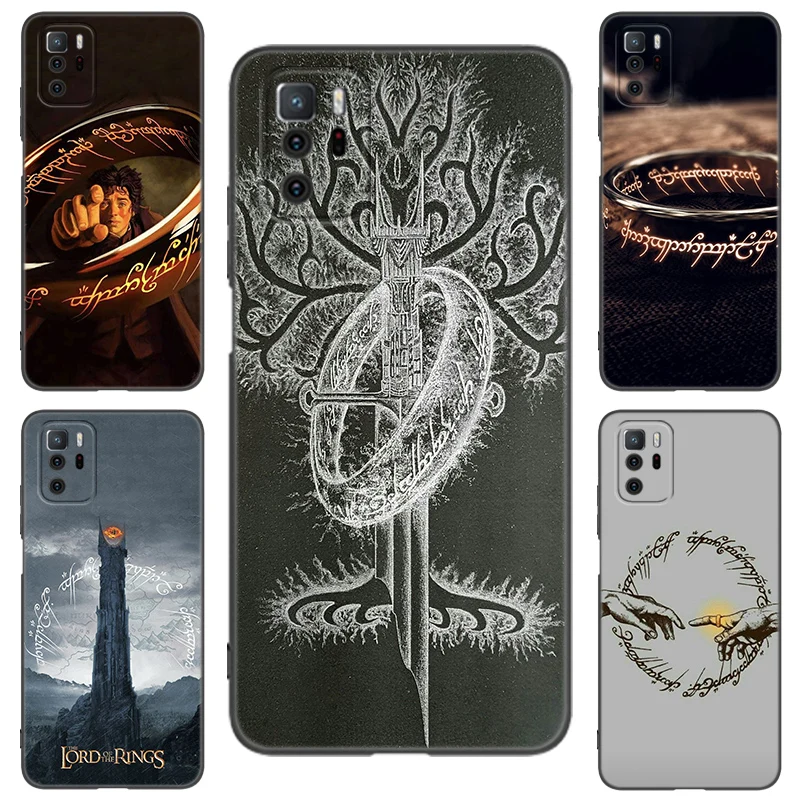 R-Rings Of The Lords Black Silicone Phone Case For Xiaomi Redmi Note 10 11 11S 12 12R 13 13R Pro 12S 4G 11T 5G Plus 10S