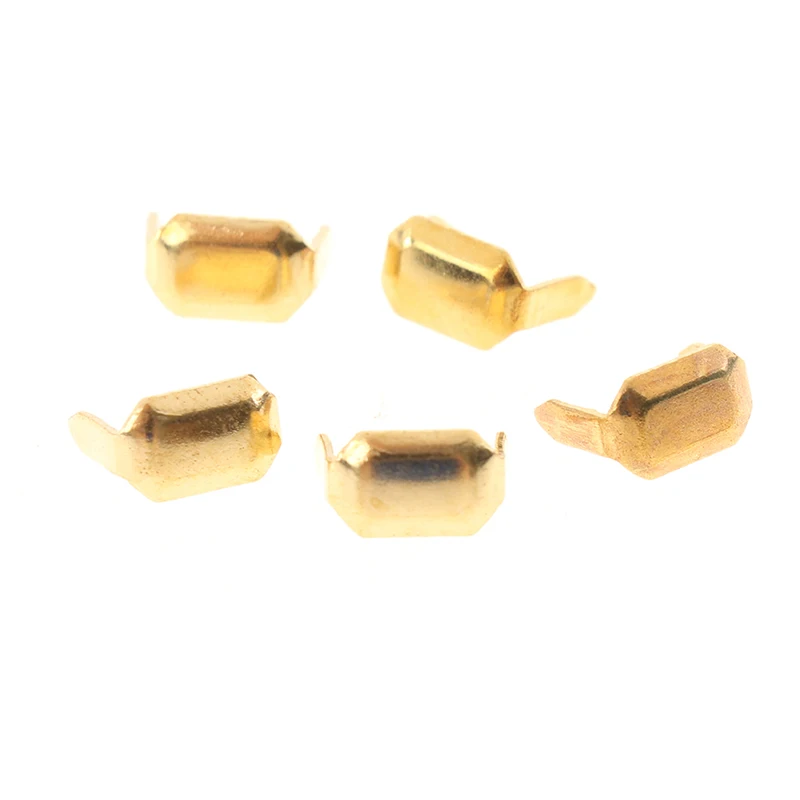 50PCS Brass Leather Staples Two Prong For Belt Loops Keeper Connect Craft Fastener Hardware Accessories