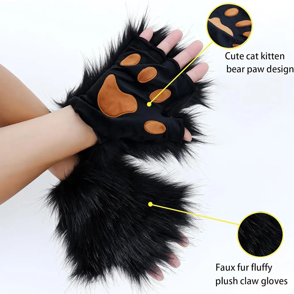 Innowacyjny zestaw pluszowych rękawic i maski do cosplay na Halloween, odpowiedni na Halloween i inne okazje.