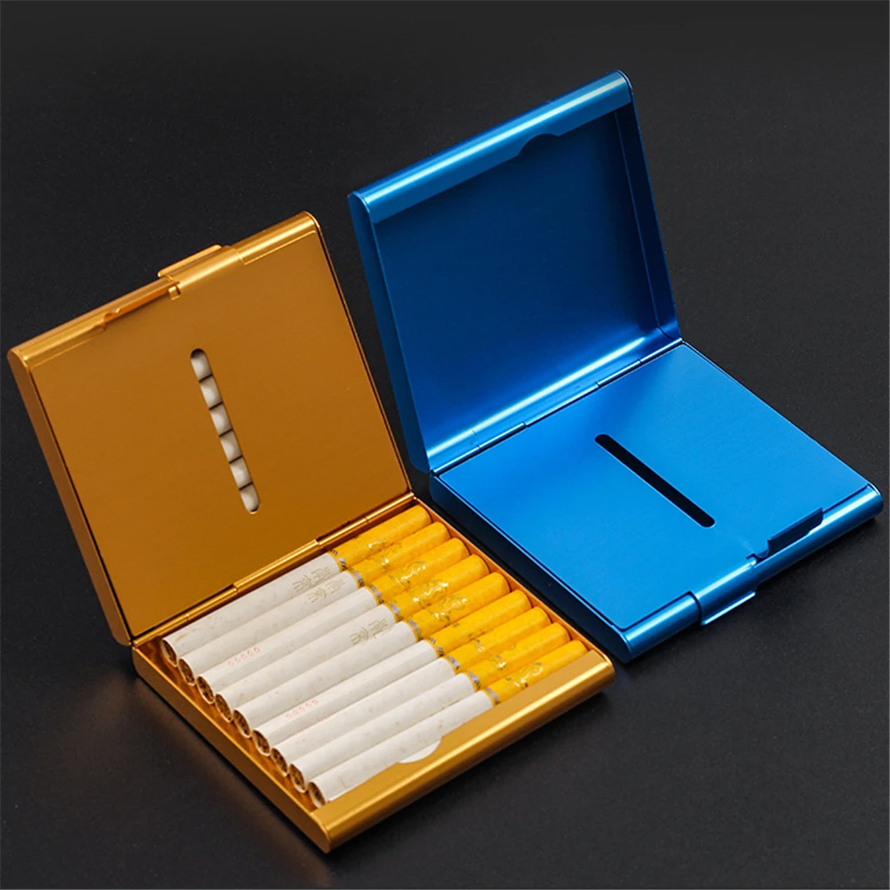 Hold 20pcs Cigarettes Case Aluminum Ultra Thin Folio Cigarette Clip Storage Box Pocket Tobacco Pack Cover Men\'s Smoking Gifts