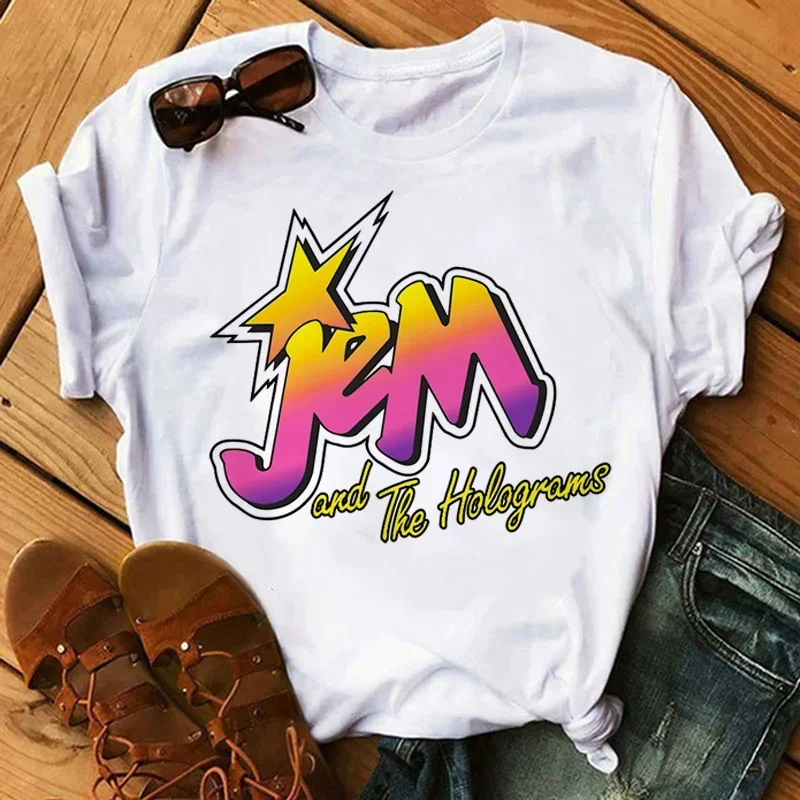 Jem and the Holograms Tops T-shirts Clothing Women's Funny White Comics Japanese Casual Clothing Aesthetic Anime T-shirts Y2Ktop