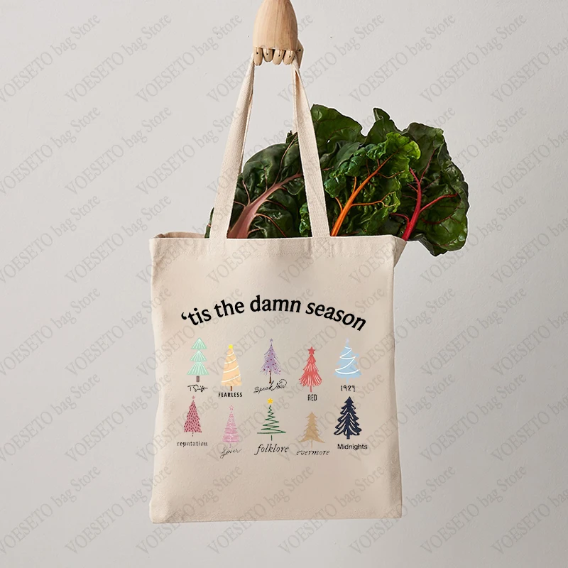 Vintage The Damn Season Pattern Tote Bag Trendy Folding Canvas Shoulder Bags for Daily Commuting Women's Reusable Shopping Bag