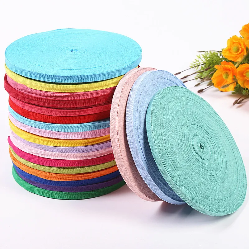 50yards 10mm Multicolour Chevron Cotton Tape Ribbon Webbing Herring Bonebinding Tape Lace Trimming for Packing DIY Accessory