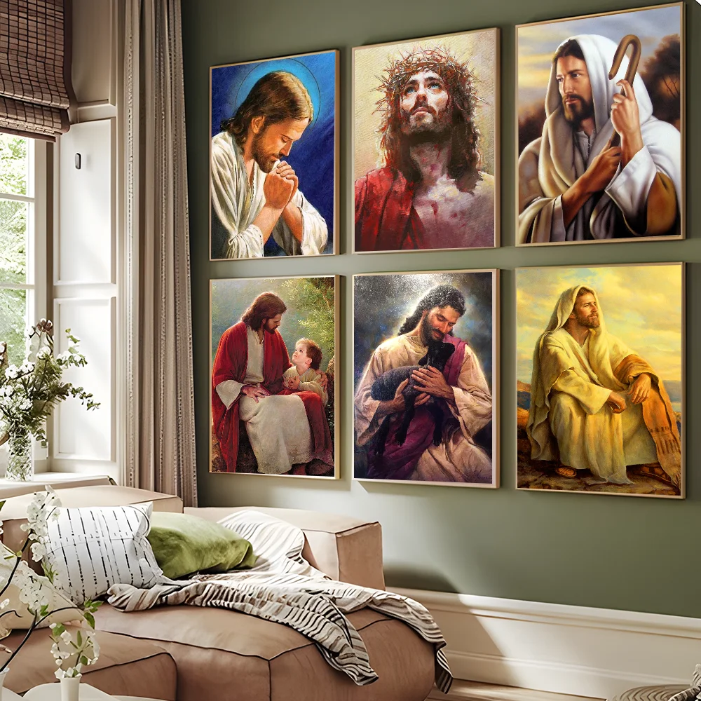 

Classical Christian Jesus Christ God DIY Sticky Poster Waterproof Paper Sticker Coffee House Bar Home Decor