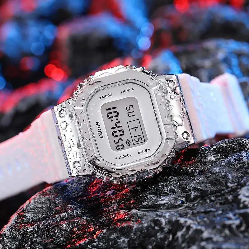 ساعة إلكترونية للزوجين رياضية مربعة رقمية للزوجين