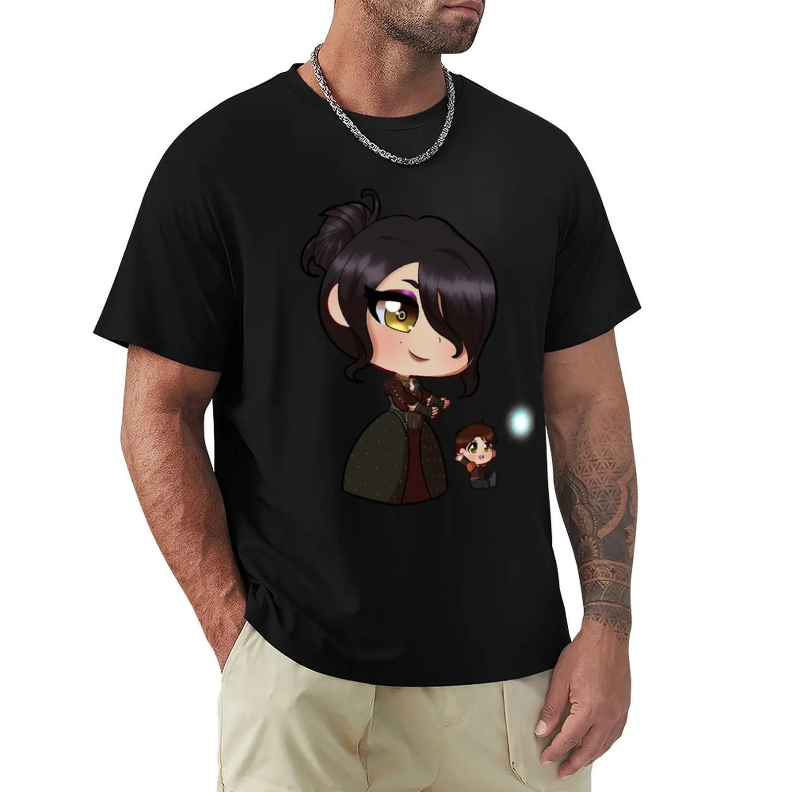 Chibi Morrigan and Kieran T-Shirt custom shirt man t shirt animal prinfor boys plain white t shirts men