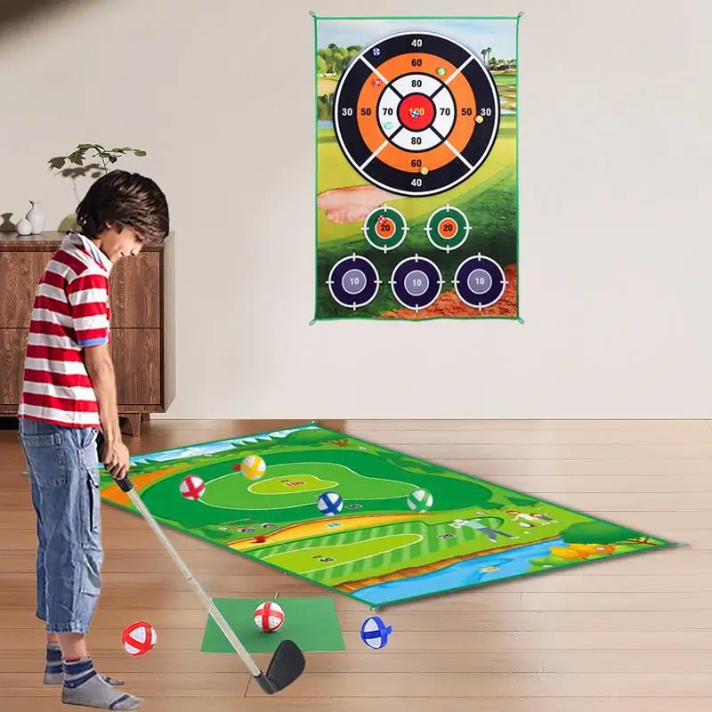 

Golf Play Chipping Game 2-in-1 Chipping Mat For Children's Golf Training Putting Darting Golf Game For Backyard Garden