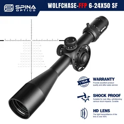 SPINA OPTICS WolfChase 6-24x50 FFP First Focal Plane Tactical Hunting Precision RifleScope Min Focus 10 yds Sight Fit PCP AR15