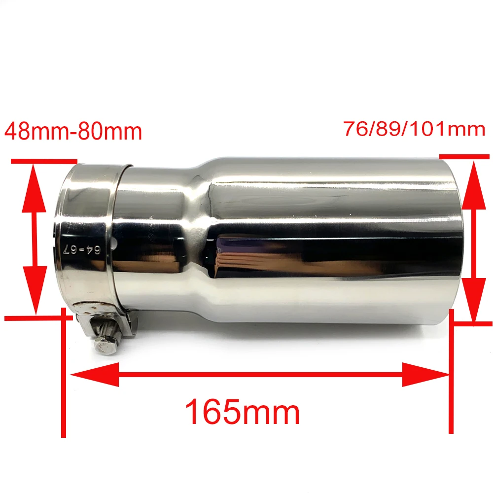 1 Piece Car Modified Flat Edge Stainless Steel Exhaust Pipe Single Layer Shinny Muffler Tip Without Logo