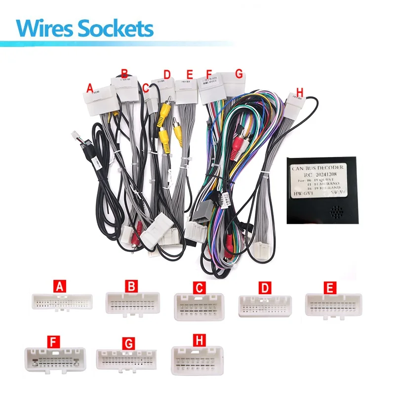 Android Car Radio Audio Canbus Box Decoder for Nissan Quest Elgrand E52 2011-2016 16 Pin Wiring Harness Plug Power Cable 2 Din