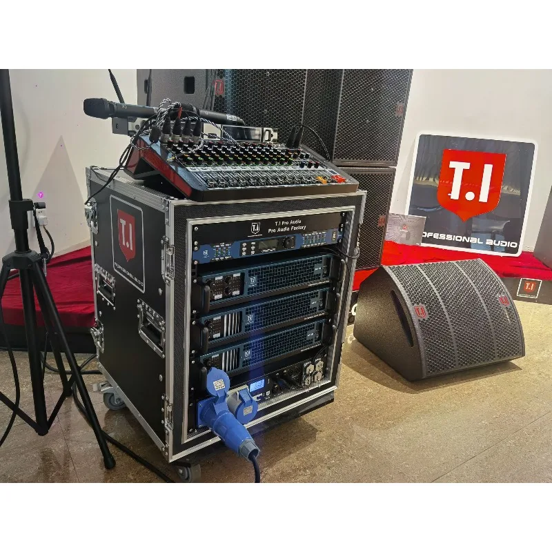 Set Speaker Line Array 10 Inch dengan Amplifier, Peralatan Audio Lengkap untuk Panggung DJ dan Acara Live