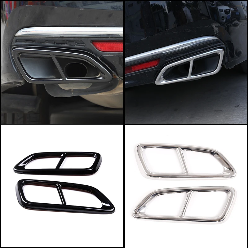 

Quad Exhaust Tips For Honda Accord 2014-2015-2016-2017 4 Outlet Split Rear Tail Pipe Cover Stainless Steel Glossy Black 2Pcs