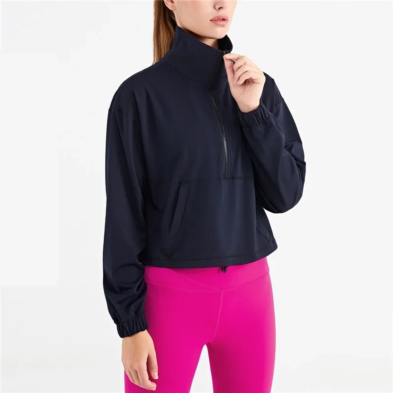 

Fitness Sports Jacket Women Warmth Coat Elastic Sleeve Cuffs with Thumb Holes Slim Fit Lightweight Soft Top Training Top