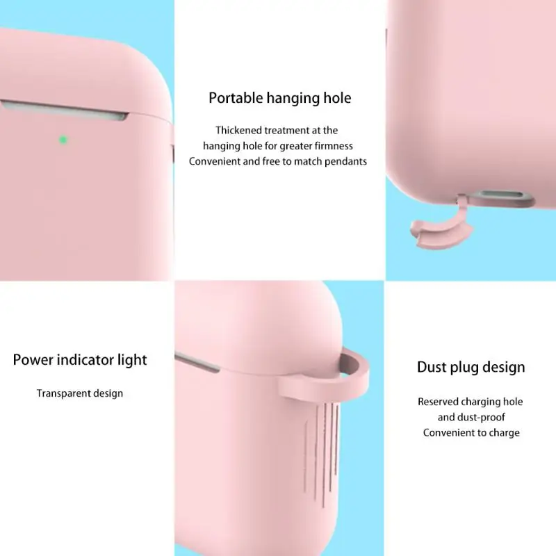 Siliconen Oortelefoon Hoesje Voor Airpods 1/2 Gen Hoesje Wirless Koptelefoon Huidvriendelijke Oordopjes Case Met Haak Iphone Case Tas