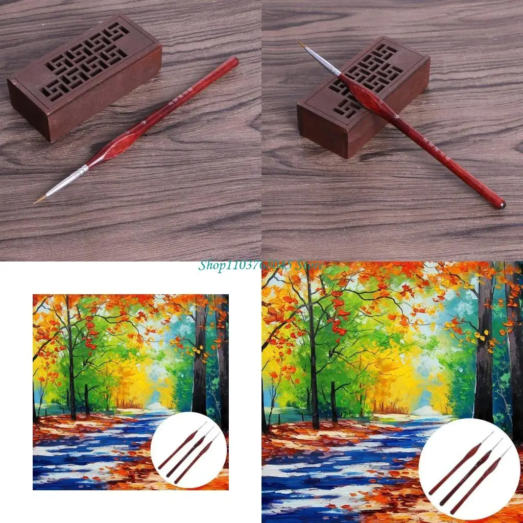 

R53F 3PCS Миниатюрные кисти кисти профессиональные волосы волка мелкие детали 0 ~ 000