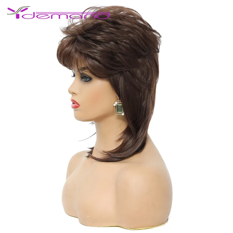 Y Demand Highlight Brown Blonde Short Bob Wig Pixie Cut Wig Synthetic Hair Wigs With Side Bangs Wigs for Black Women Full Wig