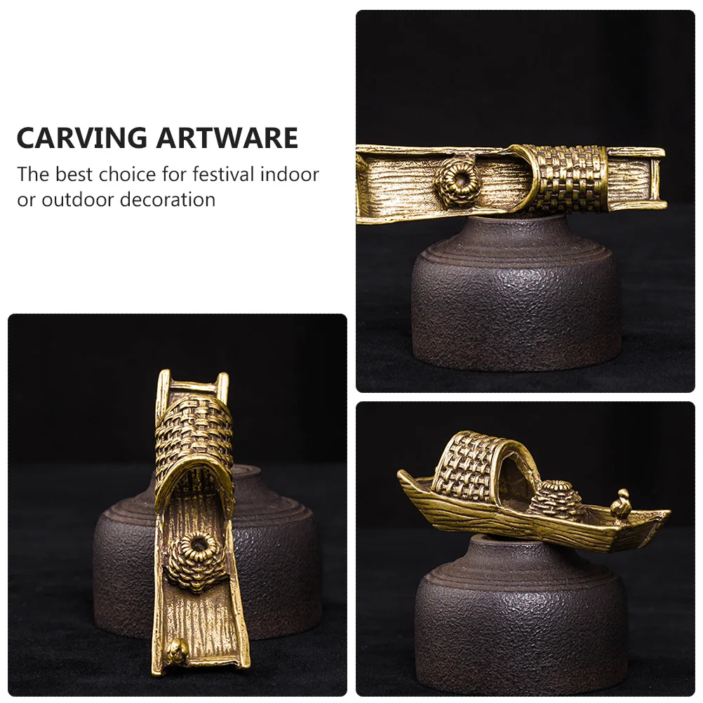 

Brass Pontoon Boat Figurine Creative H Home Decoration Vintage Fishing Boat Model nament Lifelike Design Desktop