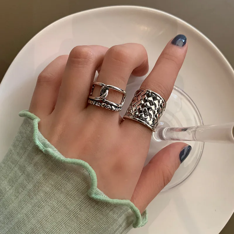 

High sense ring female exaggerated European and American ins tide simple wide face fashion personality retro