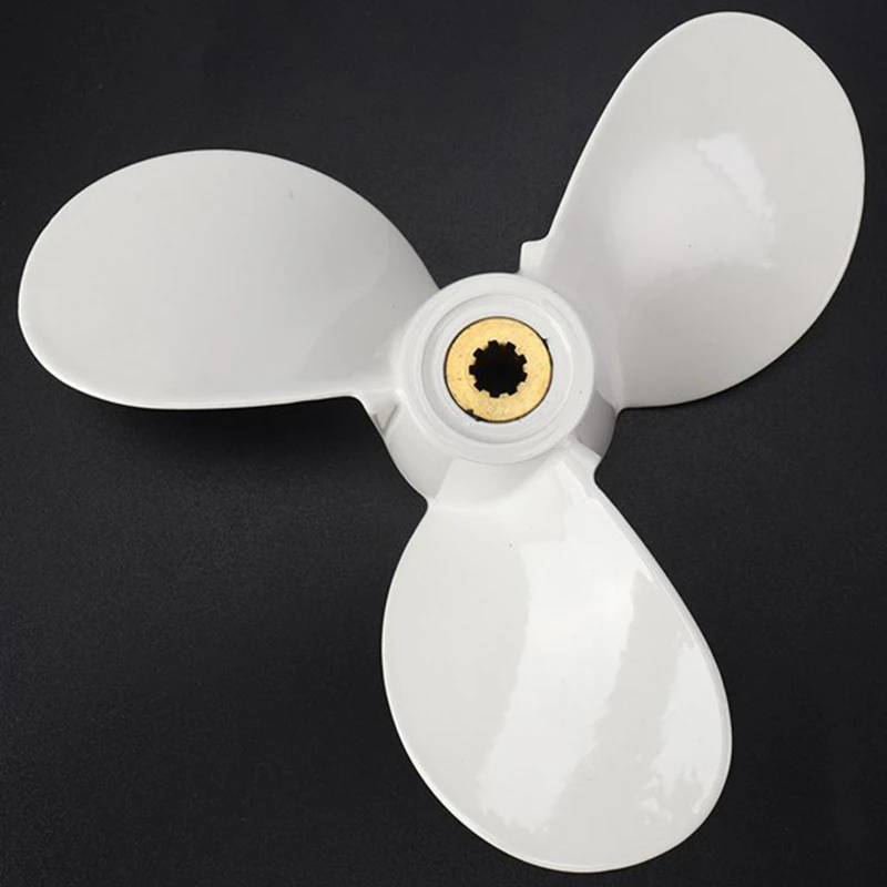 1 Piece Outboard Propeller 7 1/2X8-Ba White 6E0-45941-01-El For Yamaha Mariner 4-6Hp 3 Blades 9 Spline Tooth R Rotation