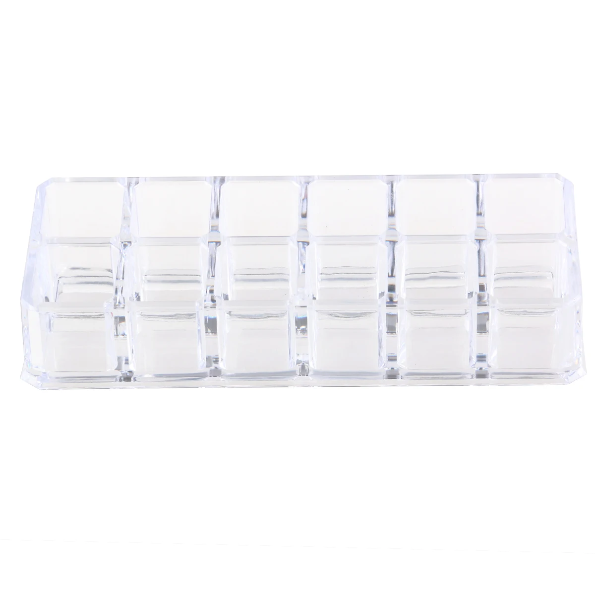 

12-Slot Clear Acrylic Display Stand Makeup Organizer Rack 17x6x4 5cm Lipstick Mascara Brush Storage Use
