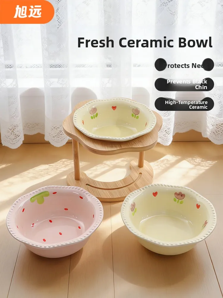 

Керамическая миска Xuyuan для домашних животных: глубокая, цветная, с подглазурной росписью, увеличенная высота, защита от опрокидывания, черная, большой диаметр