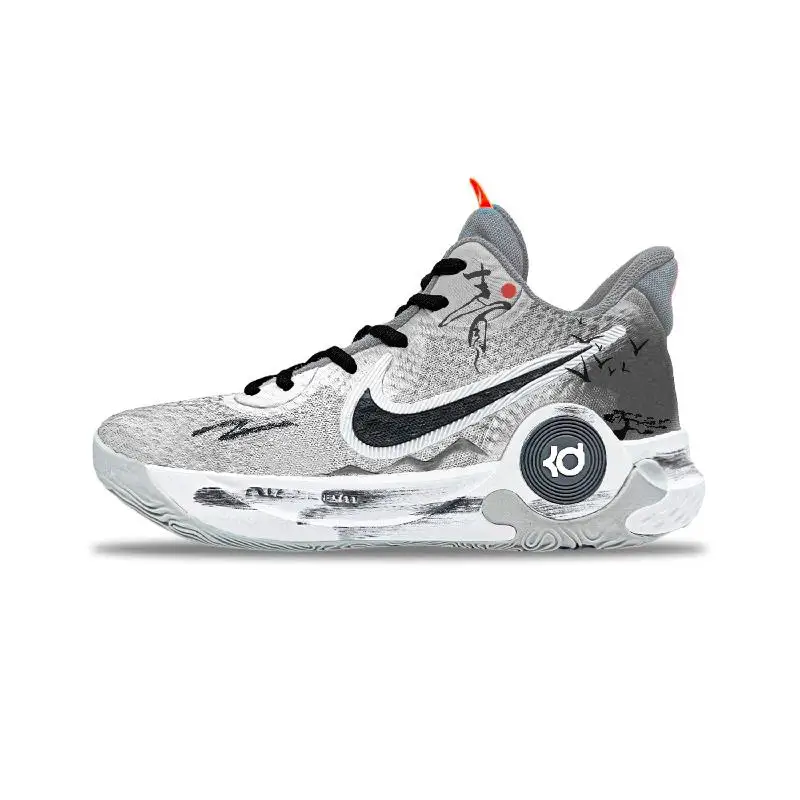 

[Индивидуальные унисекс с зелеными крыльями] Nike KD Trey 5 IX, противоскользящие баскетбольные кроссовки средней высоты, серые унисекс