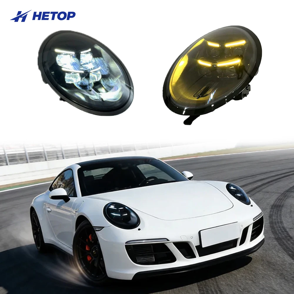 

HETOP 2013-2018 911 LED Headlight Upgraded 2025 Style Dual Color DRL Sequential Turn Signal Plug and Play No Bumper Change for Porsche