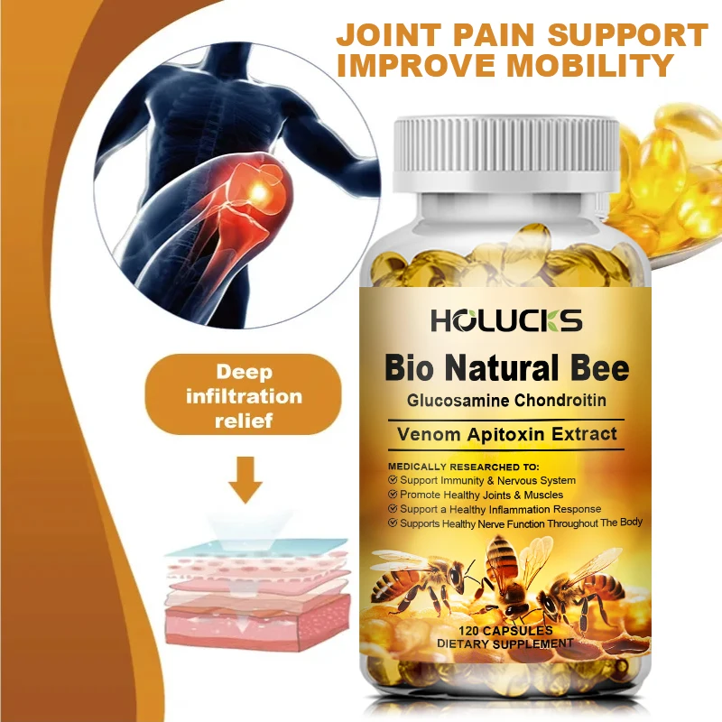 Bio Natural Bee Glucosamine Chondroitin Capsules Support Immunity & Nervous System Promote Healthy Joints & Musdes Joint Pain