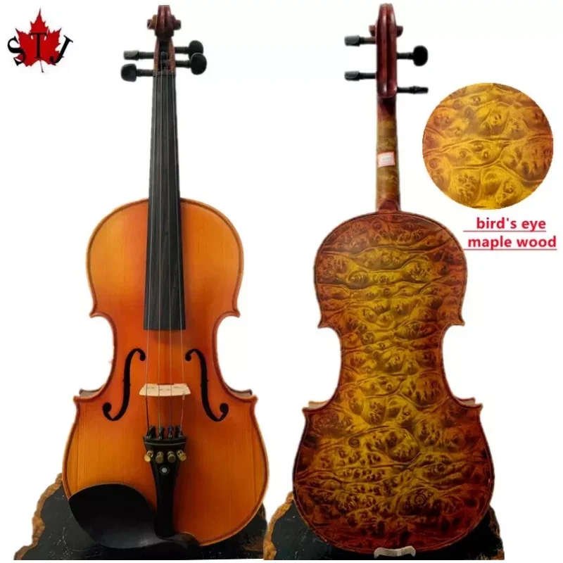Deluxe inlay!Bird Eyes Maple 4/4 violin ! Special style ,clear sweet tone