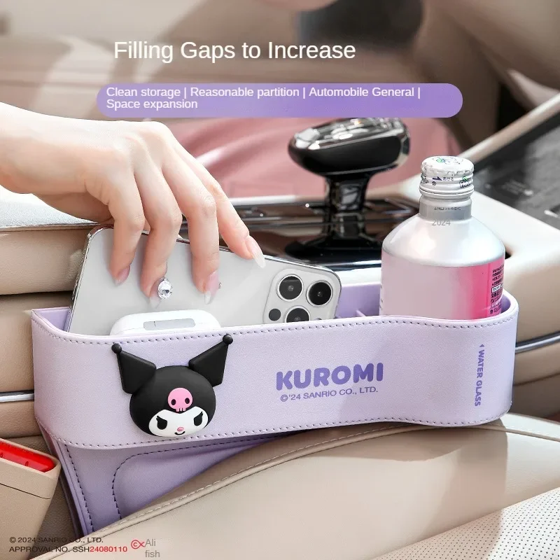 New Kawaii Sanrio Kuromi Car Seat Seam Organiser Anime Cartoon Car Organiser Seat Seam Pocket Car Accessories Gifts Toys