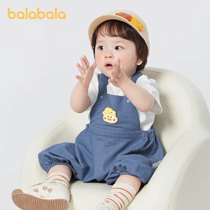 Balabala Baby Pants Girls Boys Infant Long Pants Suspender Pants 2024 Summer New Collection Cute and Stylish for Outerwear